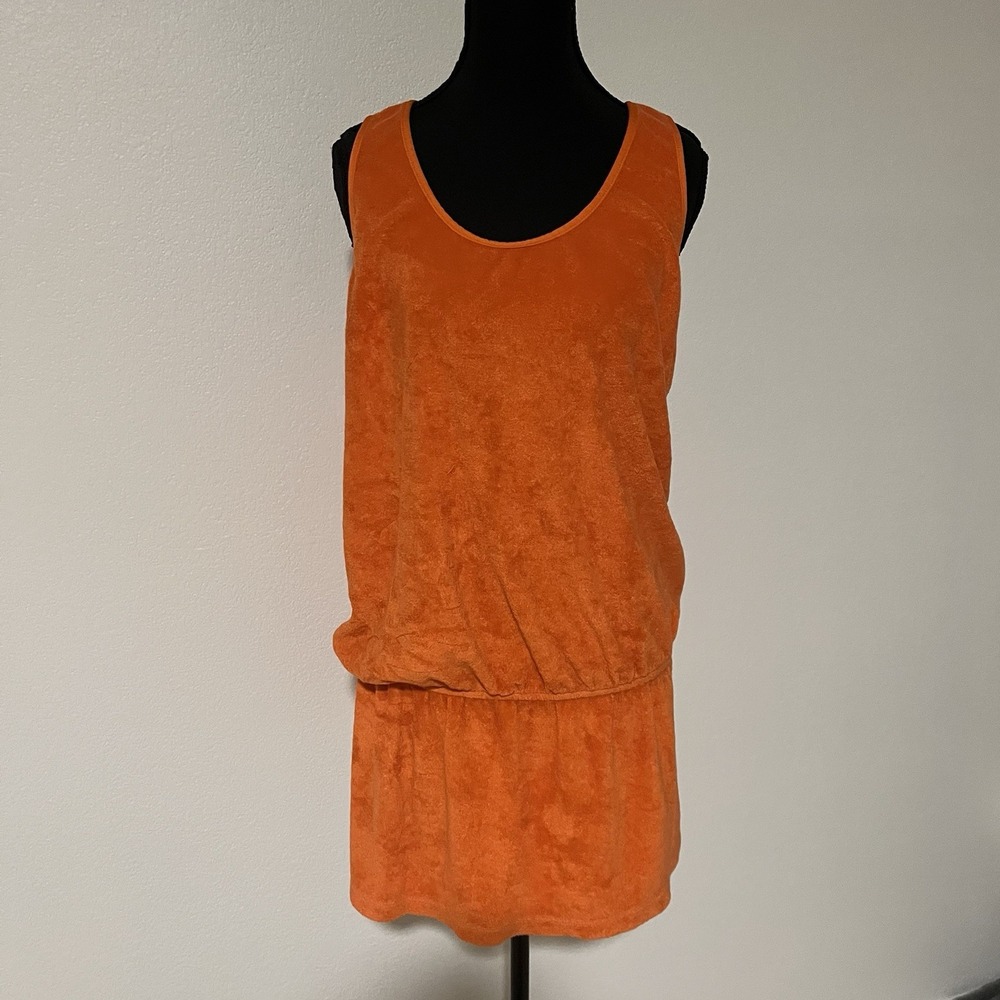 Splendid Bathing suit Cover Up Terry Cloth Orange Sz M Y2K Swim